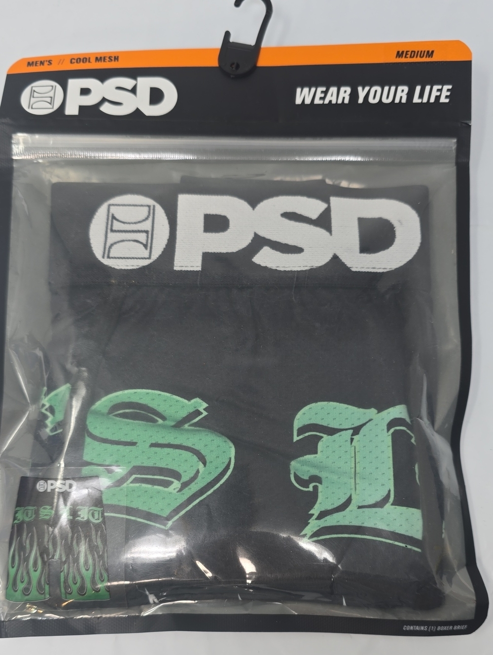 PSD "its lit" Black Boxer Briefs with Mint Green Graphic - Men's Medium
